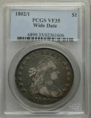 1802/1 Draped Bust Dollar _ Pcgs Vf - 35 _ No Problems Here
