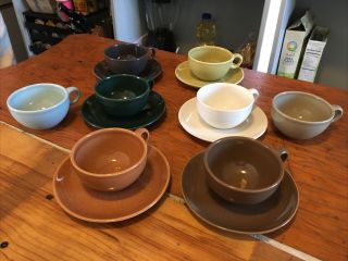 Vtg Russel Wright Iroquois Set Of 8 Cups & 6 Saucers Mid - Century Modern Euc