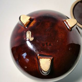 Vintage Brown Glazed Stoneware Bean Pot With Metal Handle Lid USA 2