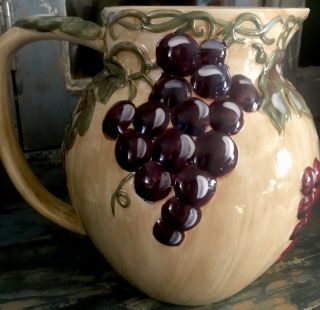 Noble Excellence Meritage 96 Oz Pitcher 7028962 Hand Painted Grape And Vines