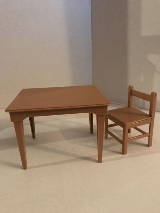 Madeline 8 " Dollhouse Furniture Brown Plastic Kitchen Chair /table Replacement