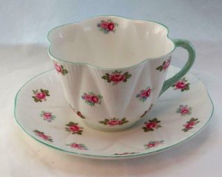 Vintage Shelley “rosebud” Dainty Shaped Tea Cup And Saucer