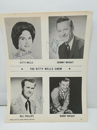 1970 Kitty Wells Johnny Wright & Bill Phillips Country Stars Autographed Photo