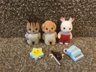Calico Critters Sylvanian Families Baby Band Toy Poodle Rabbit Squirrel Bundle