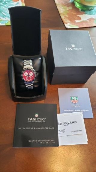 Tag Heuer Formula 1 Chronograph Cah1112 Red Dial Ss Band Excond Battery