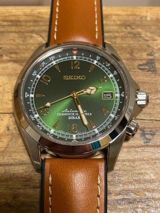 Seiko Alpinist Sarb017 Automatic Watch,  Green Dial,  Honey Brown Hirsch Strap