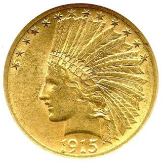 1915 - S $10 Indian Gold Eagle,  Ngc Au - 58,  Attractive Gold Key Date,  Great Detail