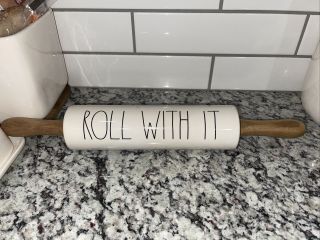 Rae Dunn By Magenta " Roll With It " Rolling Pin Baking Ll 2019 Vhtf