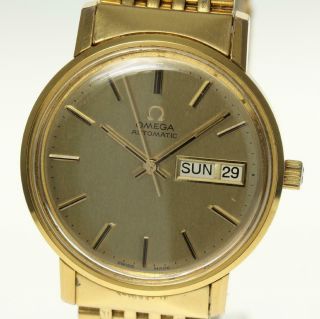 Vintage Gold Plated Omega Geneve Automatic Day Date Cal 1022 Watch Japan