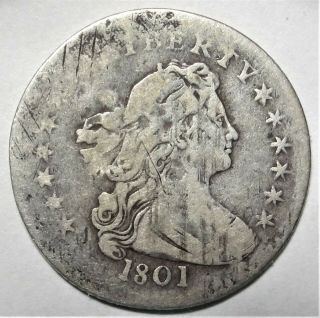 1801 Draped Bust Half Dime Fine F Details Tough Early Silver H10c Type Coin
