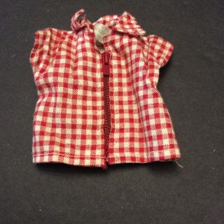 Vintage Vogue Ginny Doll Tagged Shirt Red Gingham Checked Zipper