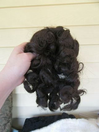 Vintage Doll Wig Size 14 " Brown Curled Dynel 13