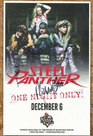 Steel Panther Autographed Gig Poster Lexxi Foxx,  Michael Starr,  Satchel