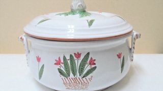 Vintage Cantagalli Firenze Italian Pottery Soup Tureen With Lid