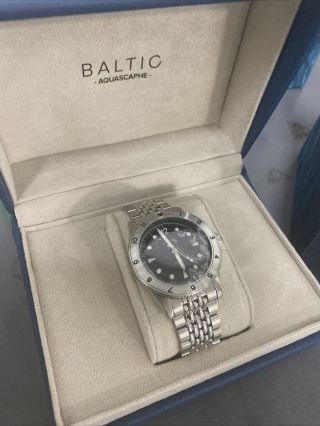 Baltic Aquascaphe Steel Bezel Sb01 Watch W/ Beads Of Rice Straps & Papers