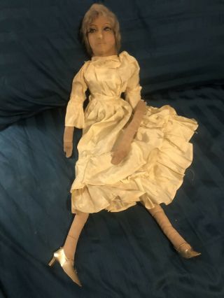Antique Boudoir Lady Doll Painted Face 1920s Flapper Vintage Long Legs