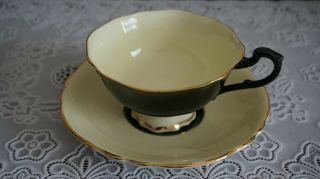 Vintage Paragon Double Warrant Black And Yellow Tea Cup And Saucer 6582,  England