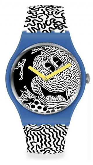 1 Disney X Keith Haring Swatch Watch,  1 Tote Bag And Exclusive Stickers Suoz336