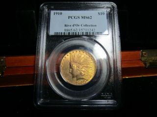 Gold - Great Looking 1/2 Oz Indian Head Eagle 1910 Pcgs Ms - 62 Its A Looker