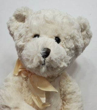 Russ Berrie Eileen White Teddy Bear 14 " Stuffed Animal Plush With Bow Very Soft