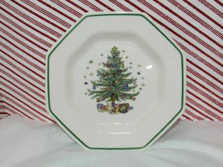Nikko Christmastime Octagon Dinner Plates Set Of 4 Christmas Tree 10 3/4 Inch