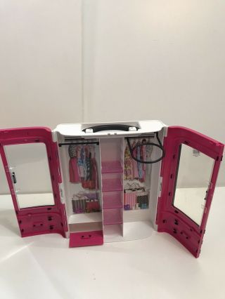 Mattel Barbie Pink Wardrobe Closet Storage Plastic Carrying Case For Cloths Shoe