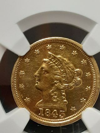 1843 C Large Date $2.  5 Gold Liberty.  Ngc Au Details Cleaned Price