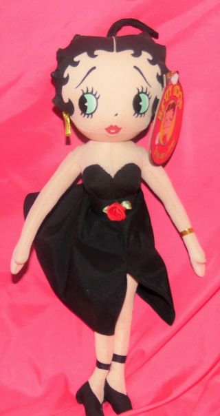 Betty Boop Cloth Doll 12 - Inch In Black Strapless Gown