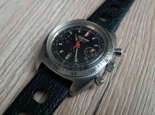 Vintage Gigandet Steel Diver Chronograph Watch Valjoux 7733 Swiss 1970 