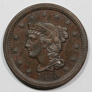 1845 N - 6 (b) R - 2 Light Die Clashing Braided Hair Large Cent Coin 1c