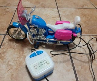 Barbie 1999 Motorcycle With Lights Tethered Remote Control Great