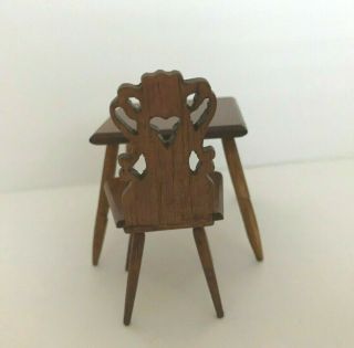 DOLLHOUSE MINIATURE TABLE WITH A FANCY CHAIR 2