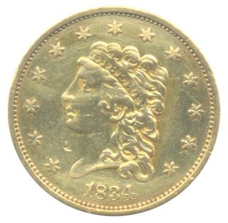 1834 Classic Head $2.  50 Gold Coin Almost Uncirculated Au,