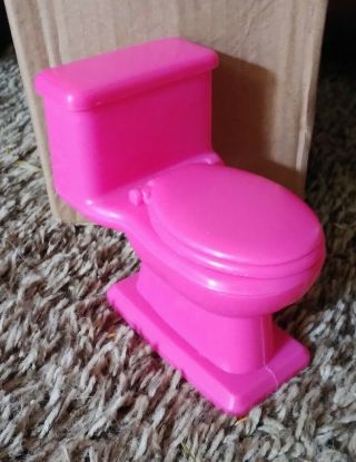 Barbie Doll Size Pink Toilet