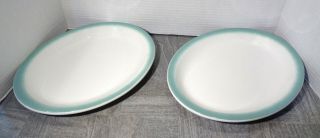 Two Homer Laughlin Best China Restaurant China 13½ " Green & White Platters