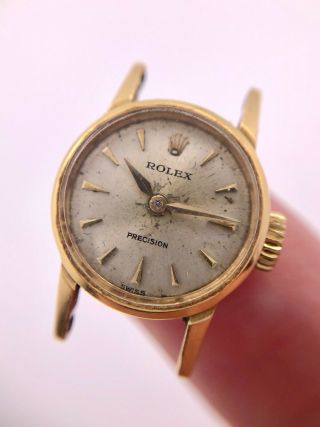 Rolex Vintage Precision Ladies 18k Yellow Gold Watch Head - Runs