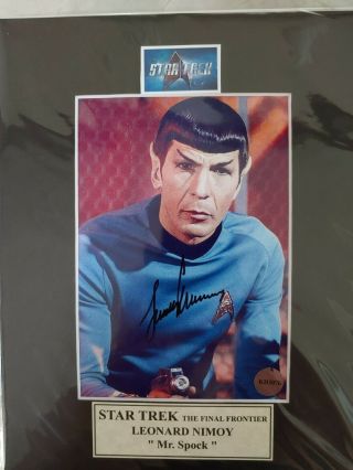 Autographed Leonard Nimoy 5x7 Matted To 8x10 Color Photo With