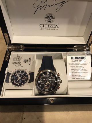 Citizen Eli Manning Limited Edition (1000) Eco - Drive Chronograph Watch - - Rare
