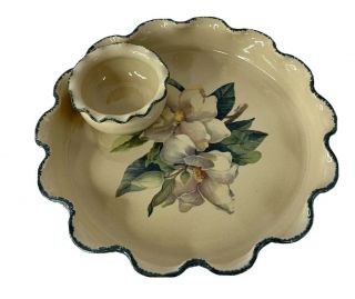 Home & Garden Party 2000 Floral Stoneware Chip Dip Dish and Bowl Set 2