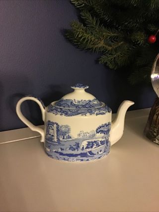 Spode Blue Italian Miniature Mini Oval Tea Pot C1818z Made In England