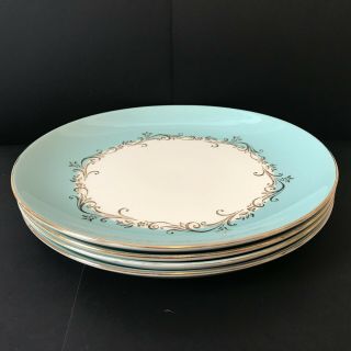 Homer Laughlin/lifetime China Co.  Gold Crown Set Of 4 Dinner Plates