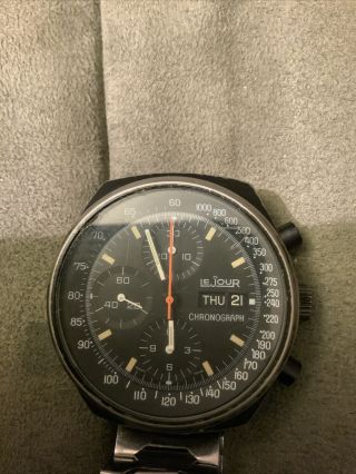 1970’s Le Jour Day Date 7000 Military Automatic Chronograph Great