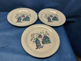 2004 Home & Garden Party Limited Birdhouse Pattern Set/7 Dinner Plates