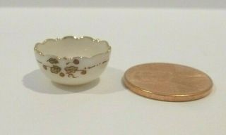 Jo Parker Dollhouse Miniature Porcelain Bowl Trimmed In Gold 1993