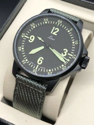 Laco 1925 Bell X - 1 Pilot Black Pvd 42mm Case Automatic Watch 861907