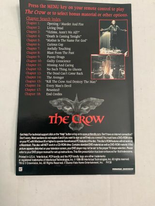 JAMES O ' BARR Signed The Crow Movie Dvd Insert Autograph RARE 2