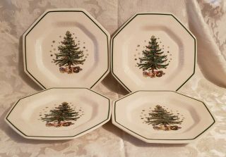 Nikko Christmastime Set Of 4 Octagon Dinner Plates 10.  75 " Pre - Owned