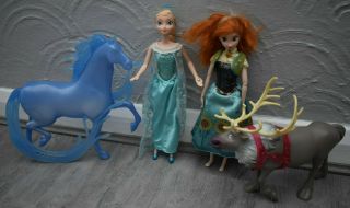 Disney Frozen Light Up Musical Barbie Doll,  Princess Elsa Anna Ice Horse,  Sven