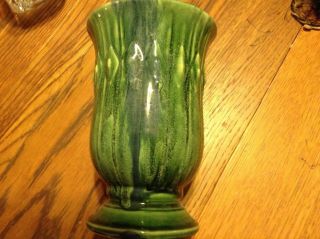 Mccoy Pottery Vase 8 " Tall Green And Blue Blended Glaze