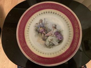 Vintage C T Germany Carl Tielsch Porcelain China Cabinet Plate Courting Couple